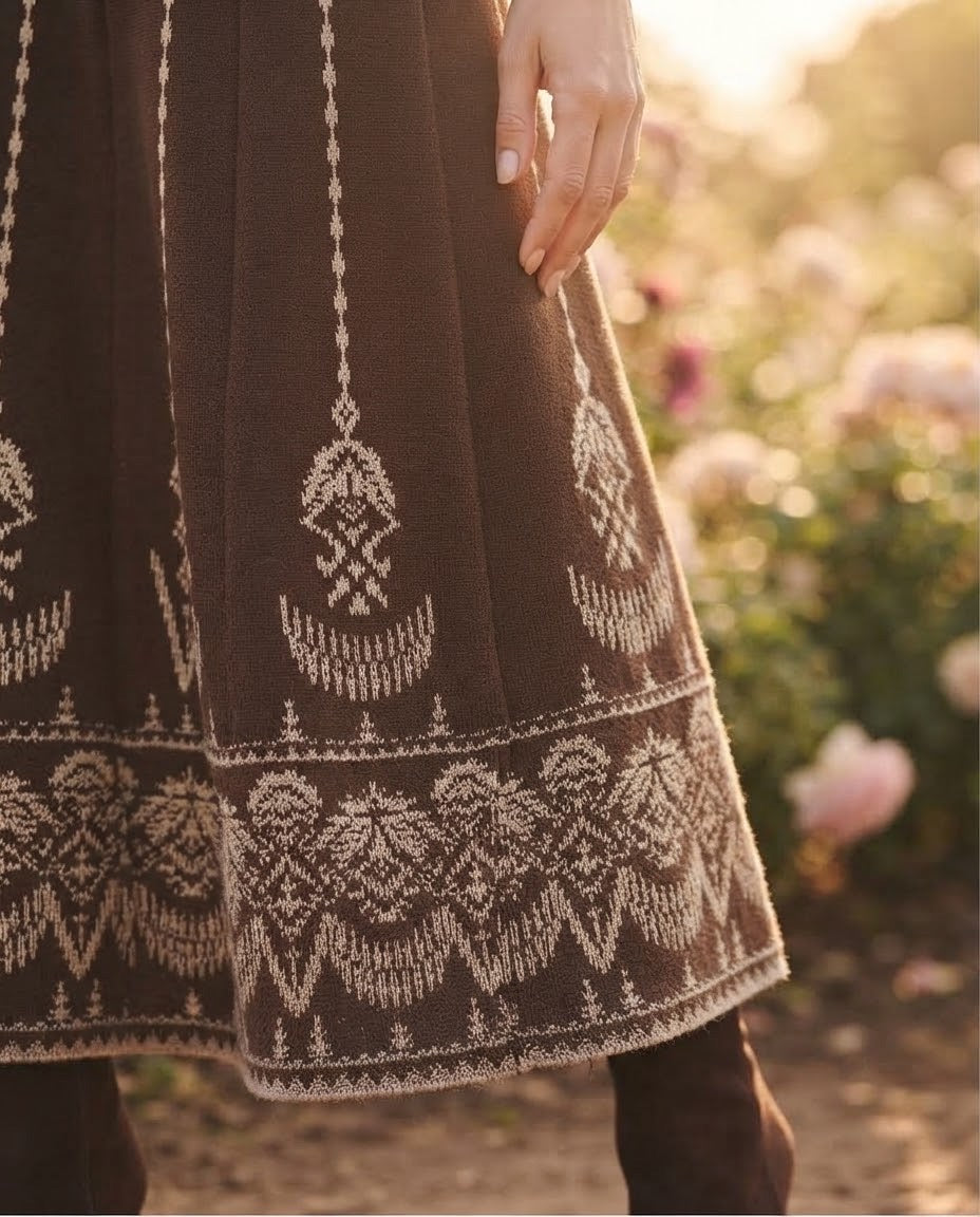 Jupe Longue Maille Jacquard Chocolat, La Garde-Robe de Nina - vue 3
