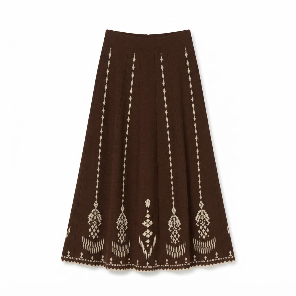 Jupe Longue Maille Jacquard Chocolat, La Garde-Robe de Nina - vue 5