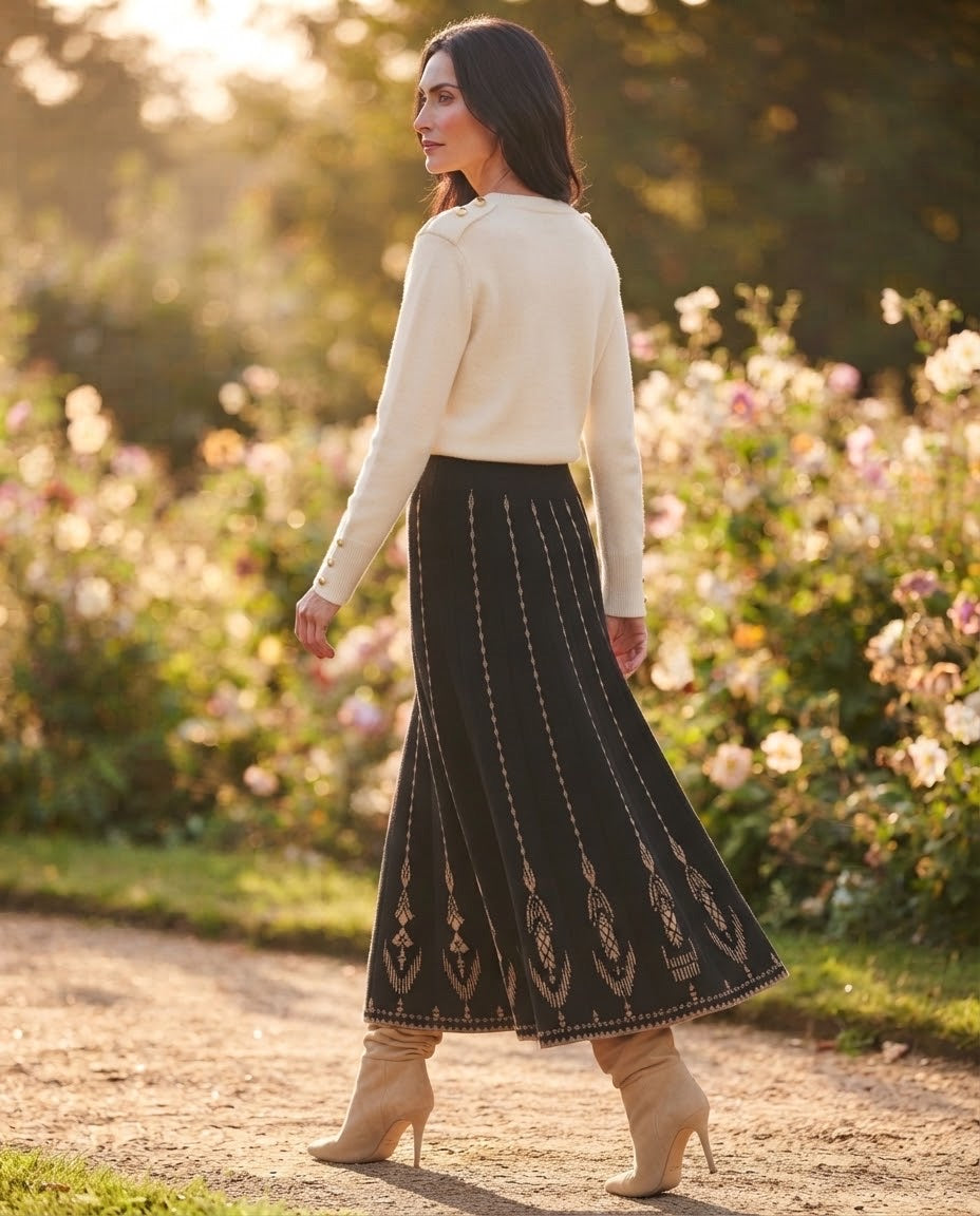 Jupe Longue Maille Jacquard Noir, La Garde-Robe de Nina - vue 3