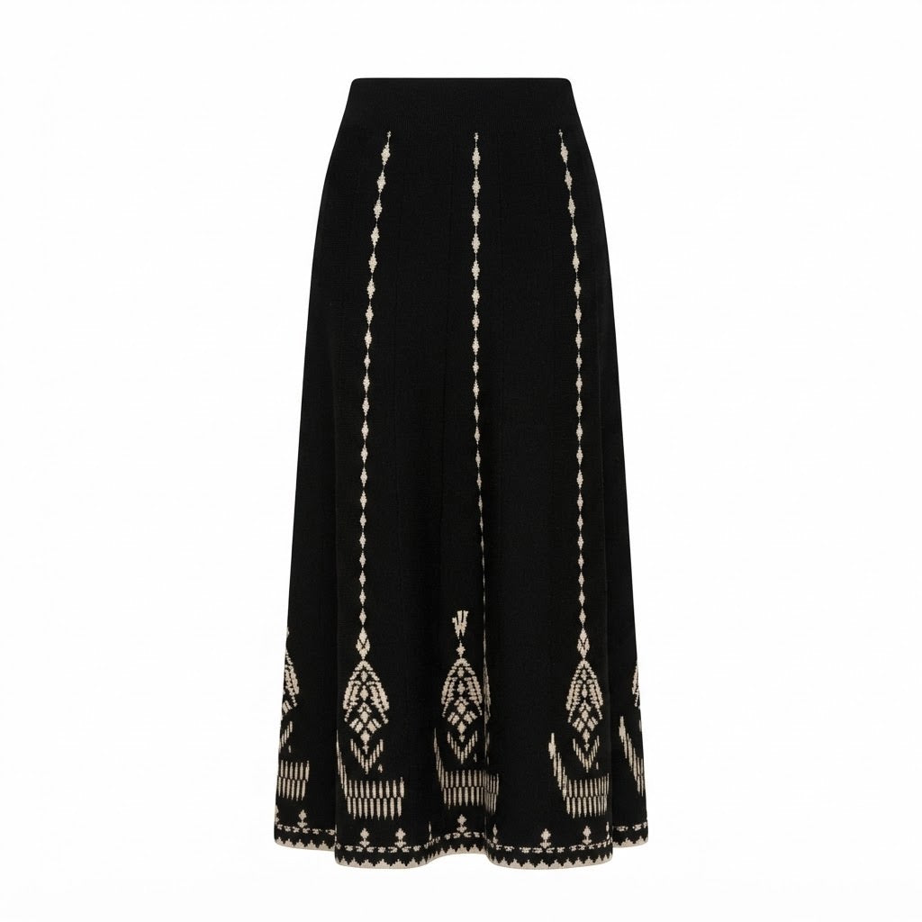 Jupe Longue Maille Jacquard Noir, La Garde-Robe de Nina - vue 4