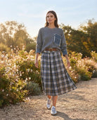 Jupe Plissée Carreaux Bleu Gris, La Garde-Robe de Nina - vue 1
