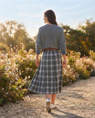 Jupe Plissée Carreaux Bleu Gris, La Garde-Robe de Nina - vue 3