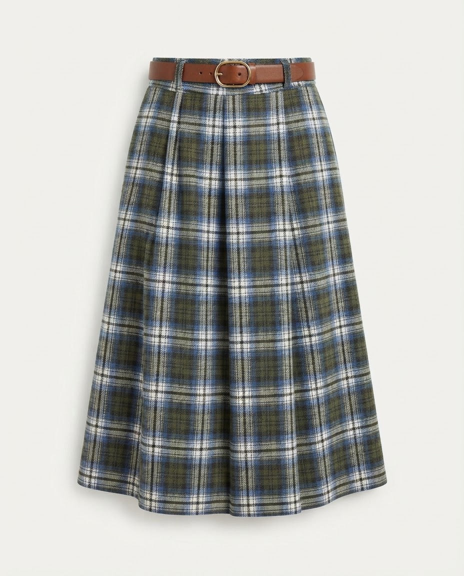 Jupe Plissée Carreaux Bleu Gris, La Garde-Robe de Nina - vue 4