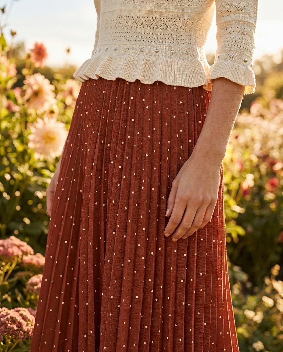 Jupe Plissée Cloutée Terracotta, La Garde-Robe de Nina - vue 2