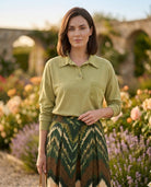 Jupe Plissée Imprimé Chevron Vert, La Garde-Robe de Nina - vue 2