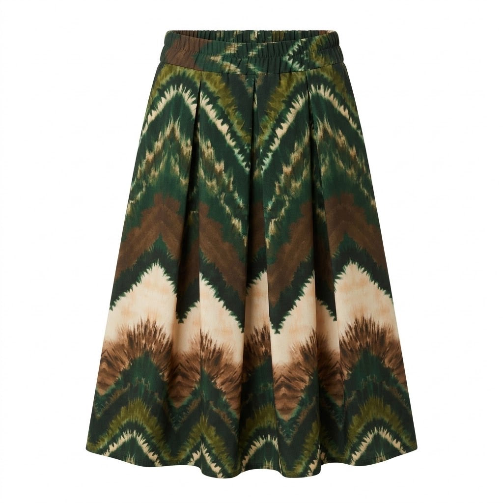 Jupe Plissée Imprimé Chevron Vert, La Garde-Robe de Nina - vue 5