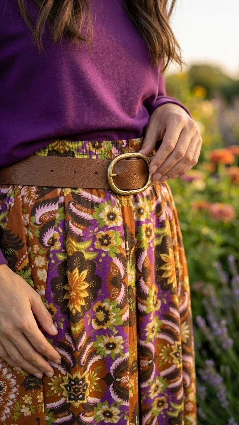 Jupe Plissée Imprimé Folklorique Multicolore, La Garde-Robe de Nina - vue 2