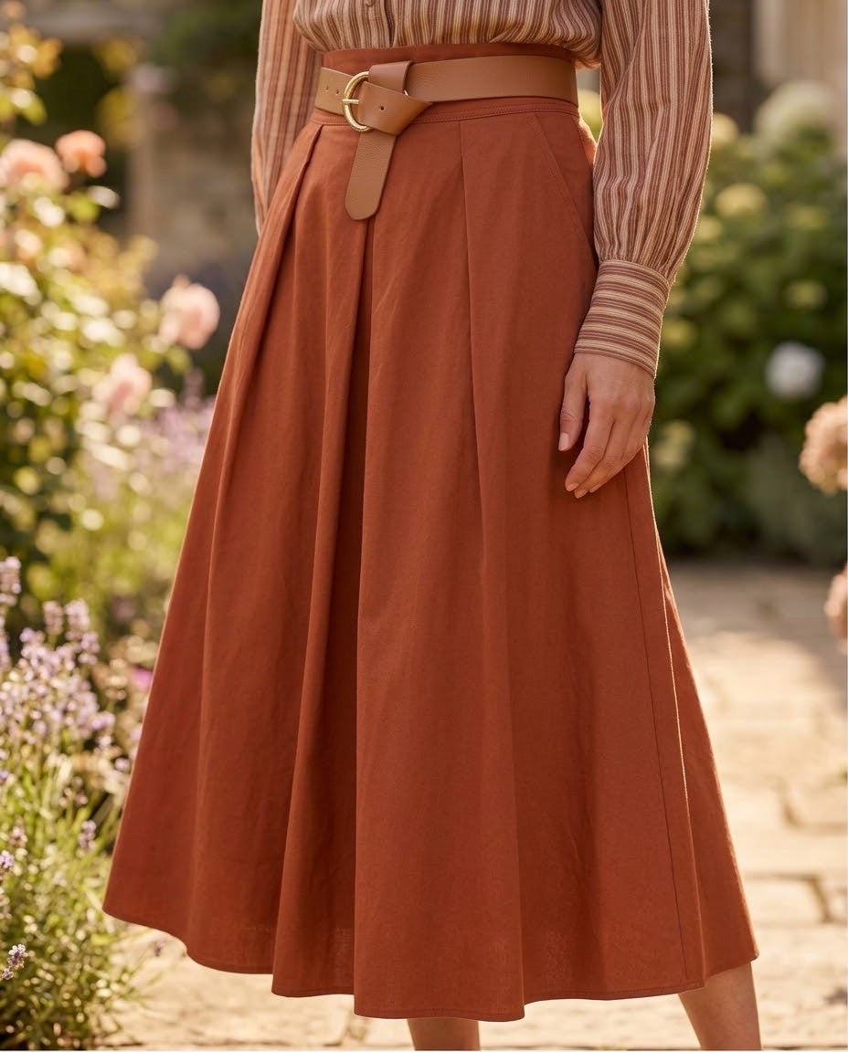 Jupe Plissée Terracotta Ceinturée, La Garde-Robe de Nina - vue 2