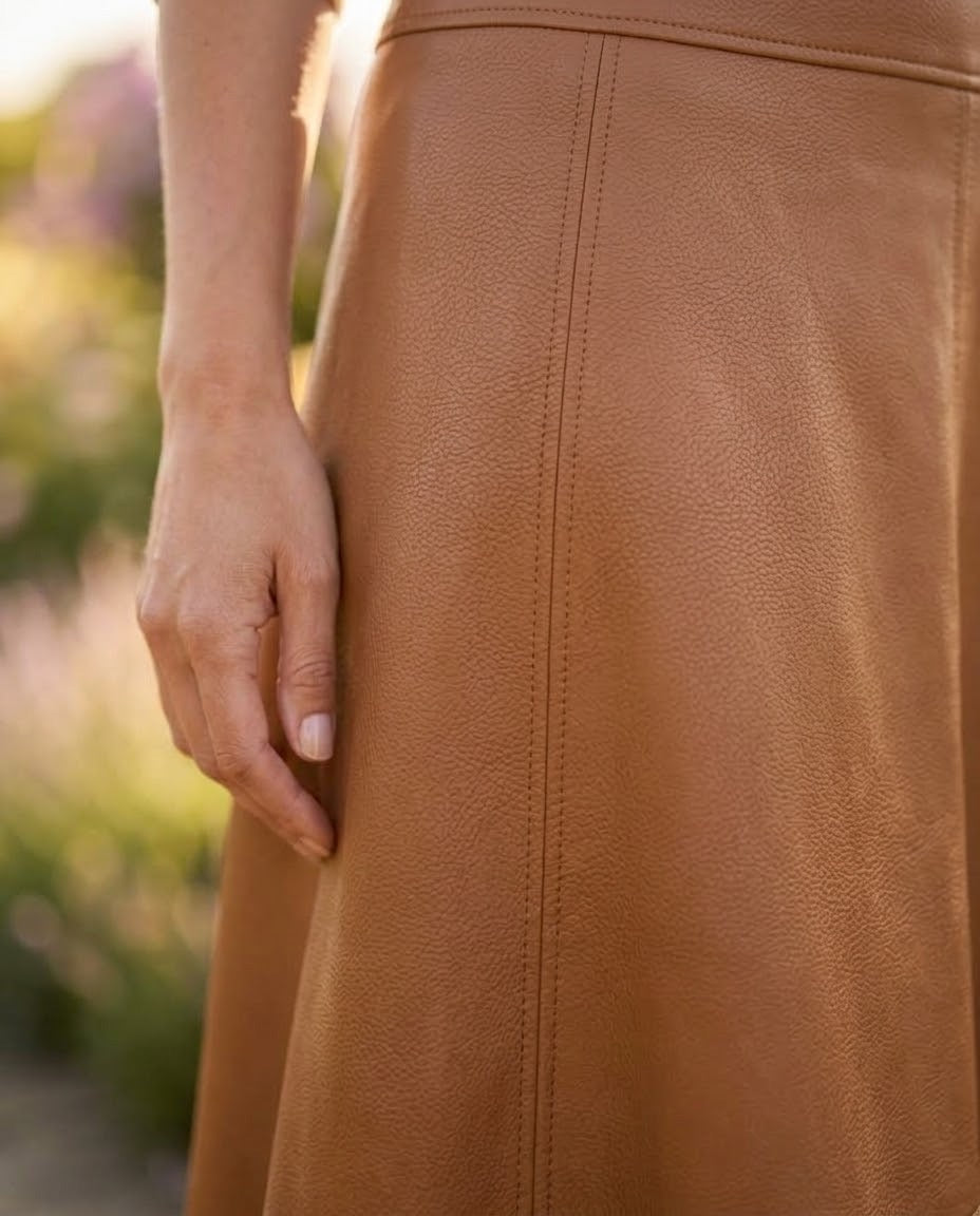 Jupe Similicuir Cognac Évasée, La Garde-Robe de Nina - vue 2