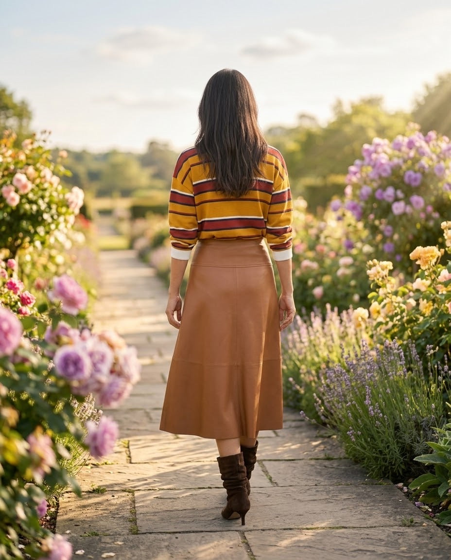 Jupe Similicuir Cognac Évasée, La Garde-Robe de Nina - vue 3