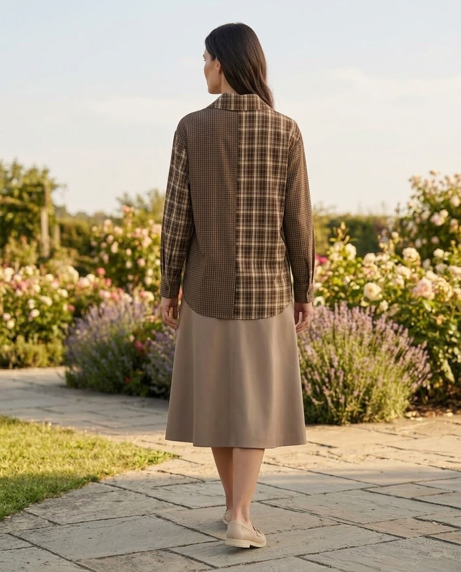 Jupe Similicuir Taupe Évasée, La Garde-Robe de Nina - vue 4