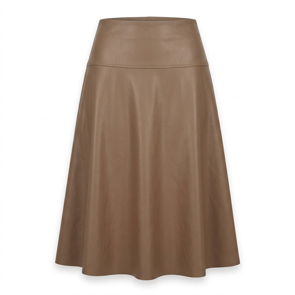 Jupe Similicuir Taupe Évasée, La Garde-Robe de Nina - vue 5