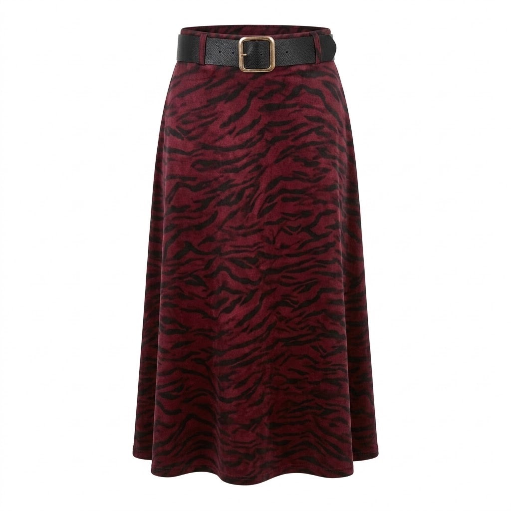 Jupe Zébrée Bordeaux Ceinturée, La Garde-Robe de Nina - vue 5