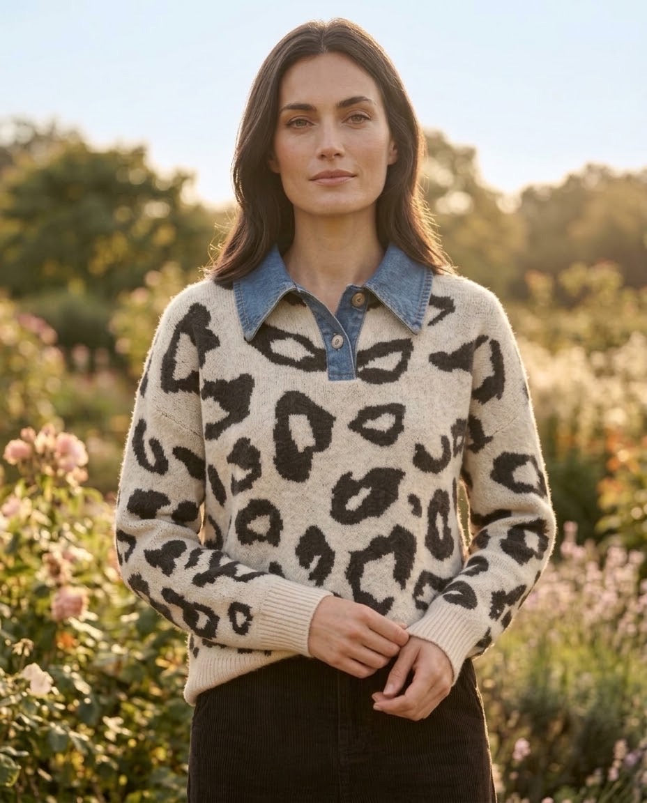 Pull Bi-Matière Denim Léopard, La Garde-Robe de Nina - vue 2