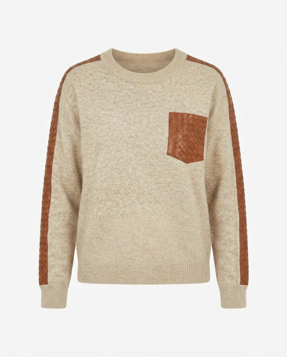 Pull Bi-Matière Empiècements Simili Beige, La Garde-Robe de Nina - vue 5