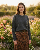 Pull Bi-Matière Gris Empiècements Tressés, La Garde-Robe de Nina - vue 2