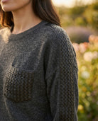 Pull Bi-Matière Gris Empiècements Tressés, La Garde-Robe de Nina - vue 3