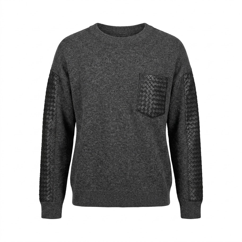 Pull Bi-Matière Gris Empiècements Tressés, La Garde-Robe de Nina - vue 5