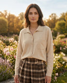 Pull Cardigan Col Chemise Écru, La Garde-Robe de Nina - vue 2