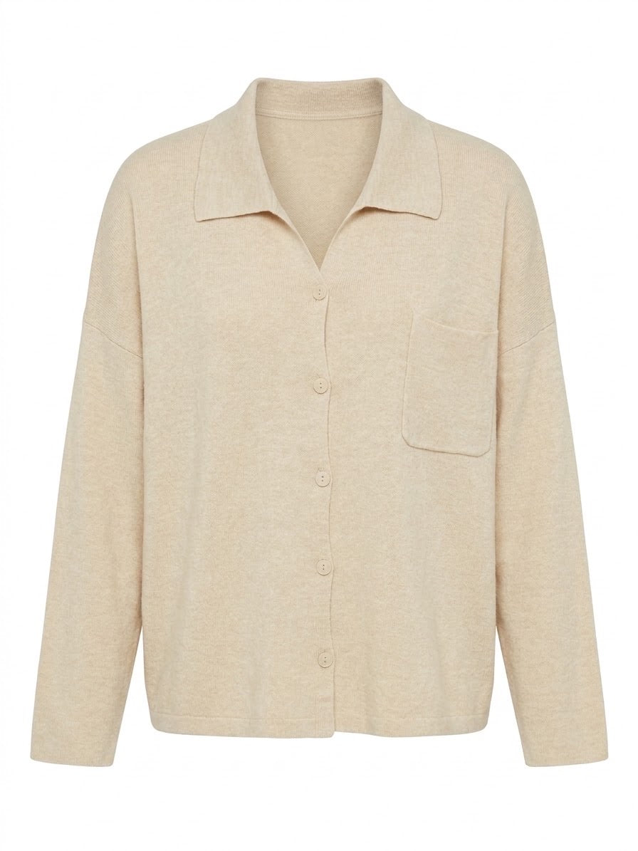Pull Cardigan Col Chemise Écru, La Garde-Robe de Nina - vue 5