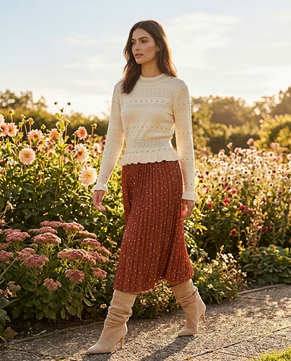 Pull Clouté Peplum Écru, La Garde-Robe de Nina - vue 1