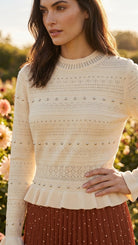 Pull Clouté Peplum Écru, La Garde-Robe de Nina - vue 2