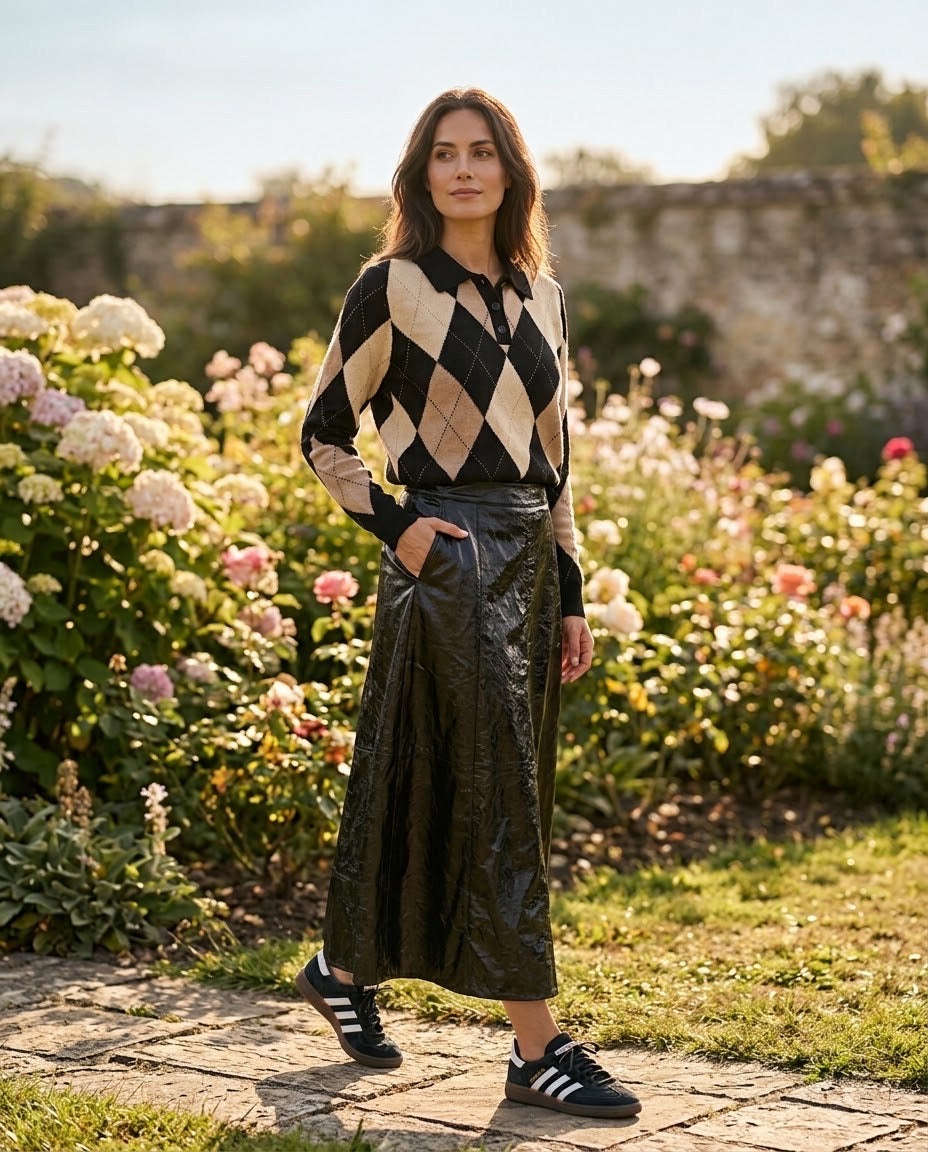 Pull Col Polo Motif Losange Marron, La Garde-Robe de Nina - vue 1