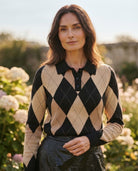 Pull Col Polo Motif Losange Marron, La Garde-Robe de Nina - vue 2
