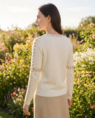 Pull Col Rond Surpiqûres Contrastées Crème, La Garde-Robe de Nina - vue 3