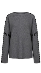 Pull Col Rond Surpiqûres Contrastées Gris, La Garde-Robe de Nina - vue 4