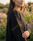 Pull col rond surpiqûres contrastées Noir, La Garde-Robe de Nina - vue 1