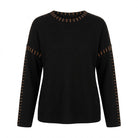 Pull col rond surpiqûres contrastées Noir, La Garde-Robe de Nina - vue 3