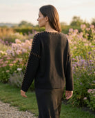 Pull col rond surpiqûres contrastées Noir, La Garde-Robe de Nina - vue 4