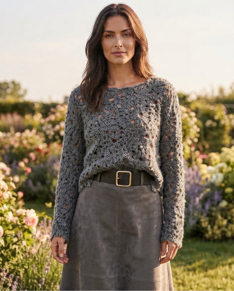 Pull en Crochet Gris Chiné, La Garde-Robe de Nina - vue 1