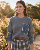 Pull Maille Gris Poche en Jean, La Garde-Robe de Nina - vue 1