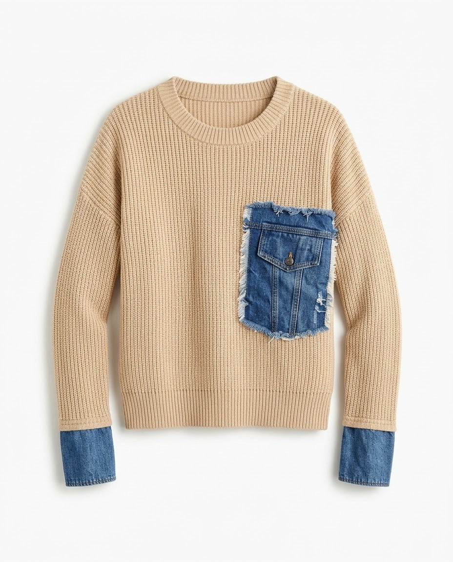 Pull Poche Plaquée Denim, La Garde-Robe de Nina - vue 5