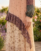 Robe Asymétrique Imprimé Fleuri Volants Crème, La Garde-Robe de Nina - vue 4