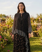 Robe Asymétrique Imprimé Fleuri Volants Noir, La Garde-Robe de Nina - vue 1