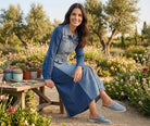 Robe Bi-Matière Jean & Maille Ceinturée Marine, La Garde-Robe de Nina - vue 1