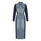 Robe Bi-Matière Jean & Maille Ceinturée Marine, La Garde-Robe de Nina - vue 4