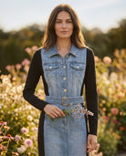 Robe Bi-Matière Jean & Maille Ceinturée Noir, La Garde-Robe de Nina - vue 2