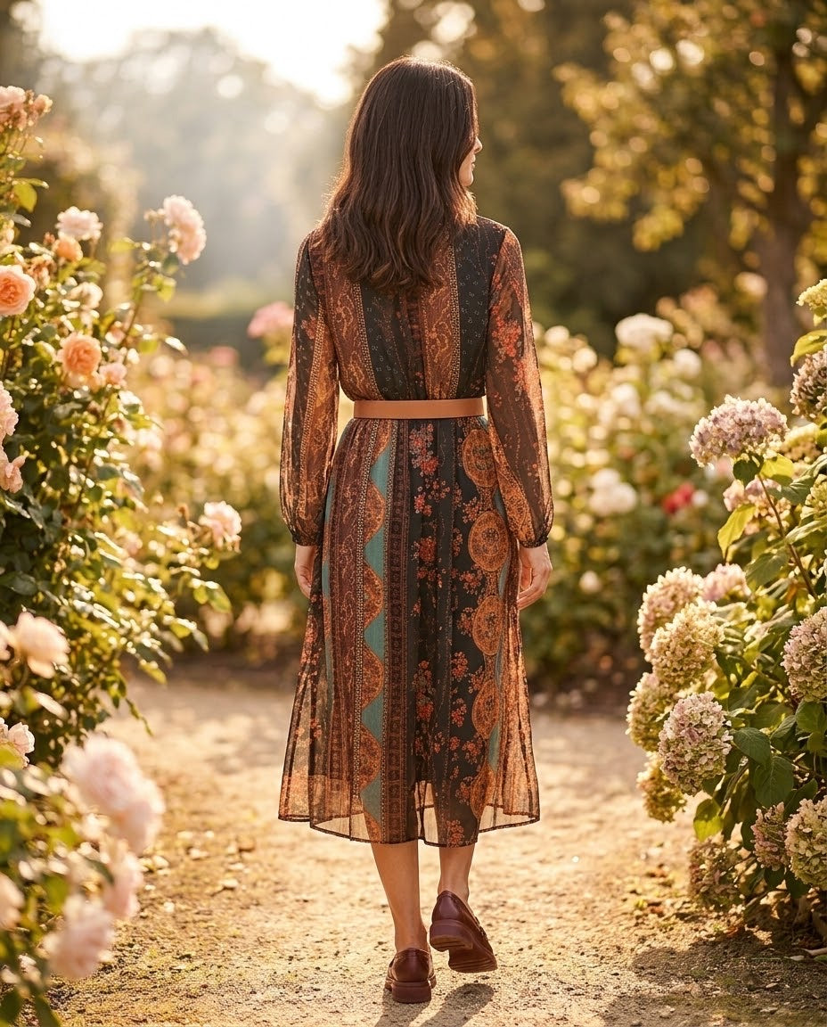 Robe Bohème Imprimé Foulard Ceinturée, La Garde-Robe de Nina - vue 3
