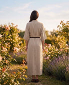 Robe Chemise Ceinturée à Manches 3/4 Beige, La Garde-Robe de Nina - vue 2