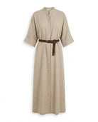 Robe Chemise Ceinturée à Manches 3/4 Beige, La Garde-Robe de Nina - vue 4