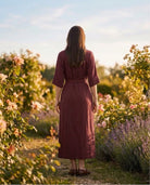 Robe Chemise Ceinturée à Manches 3/4 Bordeaux, La Garde-Robe de Nina - vue 3