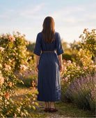 Robe Chemise Ceinturée à Manches 3/4 Marine, La Garde-Robe de Nina - vue 3