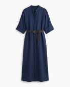 Robe Chemise Ceinturée à Manches 3/4 Marine, La Garde-Robe de Nina - vue 4