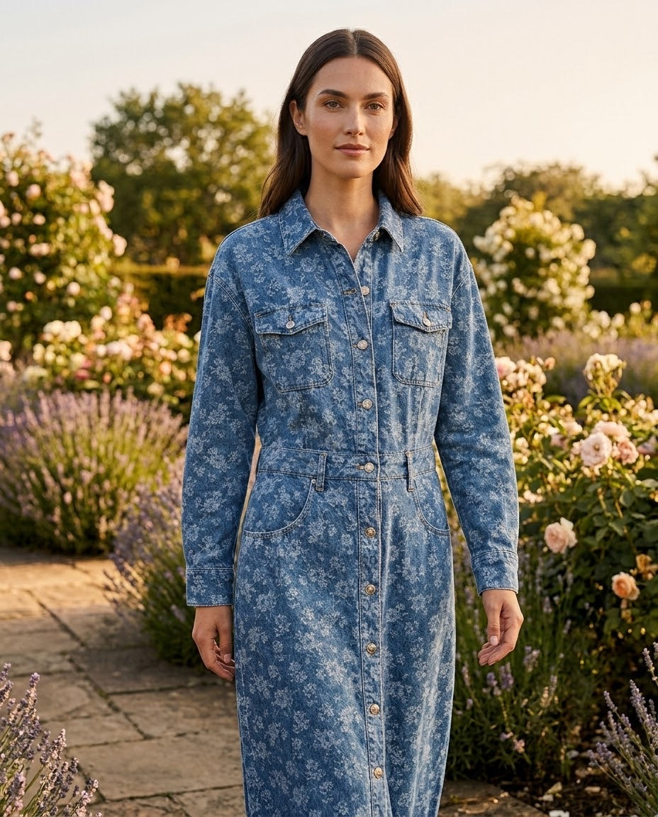 Robe Chemise en Jean Imprimé Fleuri, La Garde-Robe de Nina - vue 2