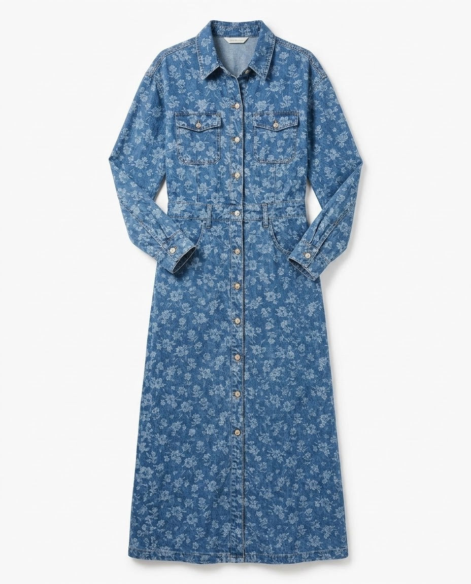 Robe Chemise en Jean Imprimé Fleuri, La Garde-Robe de Nina - vue 5