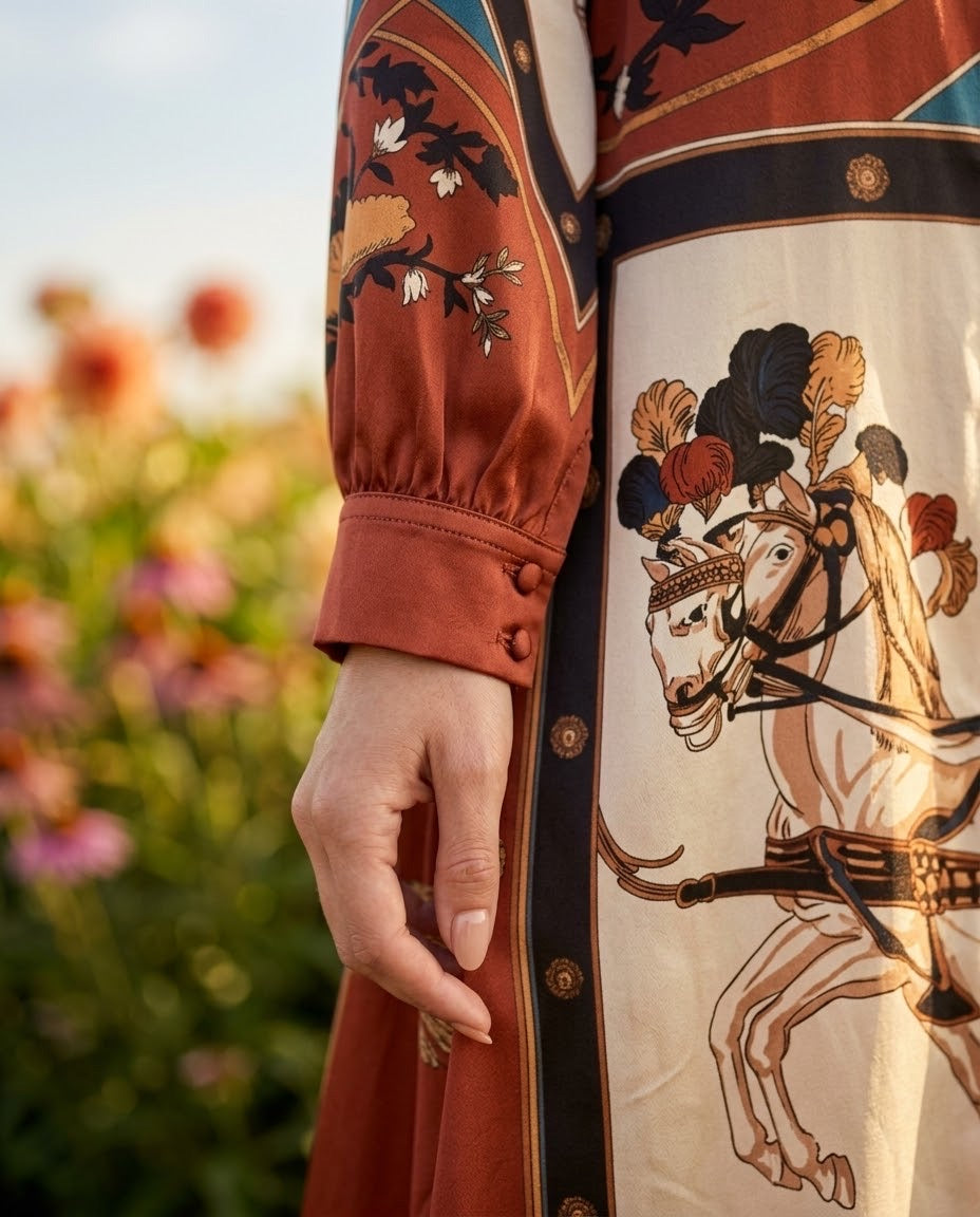 Robe Chemise Imprimé Cavalier Brique, La Garde-Robe de Nina - vue 4